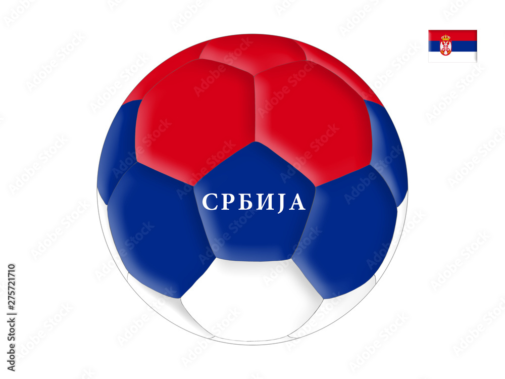 Fototapeta premium Soccer ball in colors of the flag of Serbia