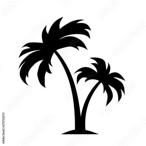 Vector black silhouette of palm trees isolated on a white background.