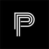 simple P, DP, PD, PPP initials line art company logo 