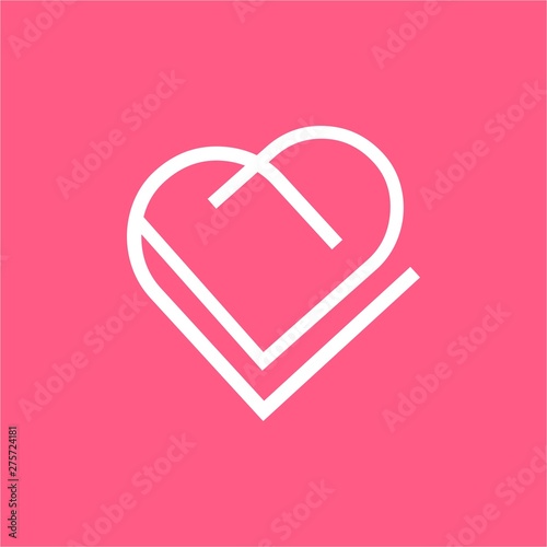 simple VV, VD line art geometric heart logo