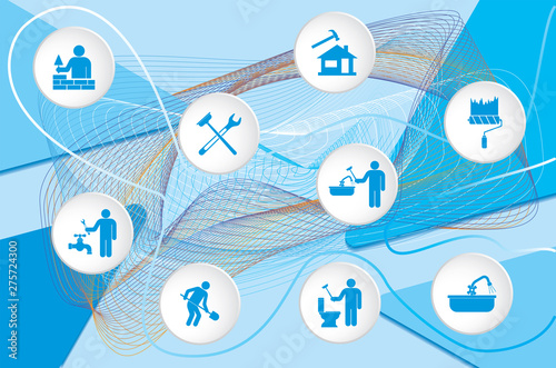 House remodel service worker icons set