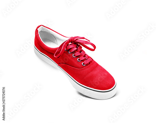 Red canvas shoes isolated on white