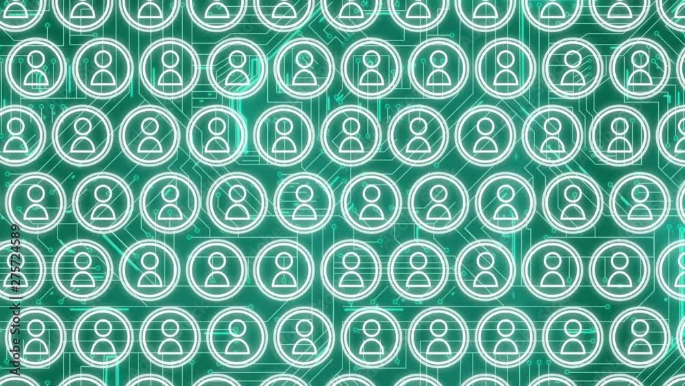 Vector icons of people and the circuit board Vector icons of people and the circuit board