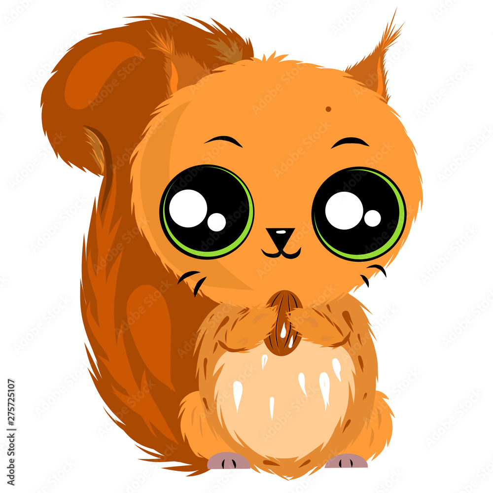 Cartoon squirrel with big eyes. Vector. Baby love Stock Illustration |  Adobe Stock