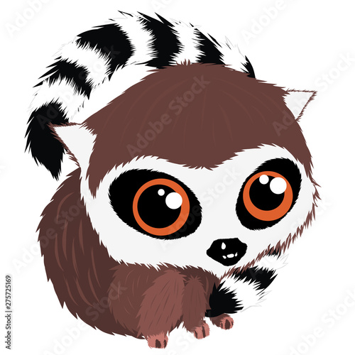 Fototapeta Naklejka Na Ścianę i Meble -  Cartoon lemur with big eyes. Vector. Baby love