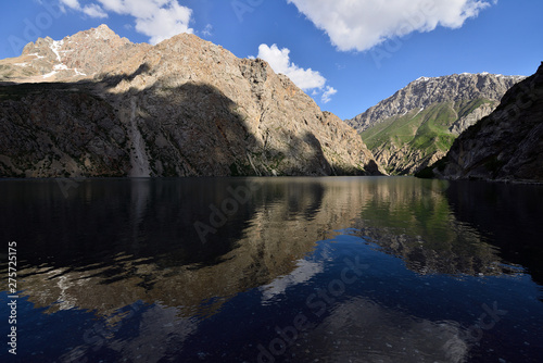 Fan Mountains in Tajikistan are one of Central Asia is premier trekking destination. The beautiful seven lake trek from Penjikent. View on the lake number seven.
