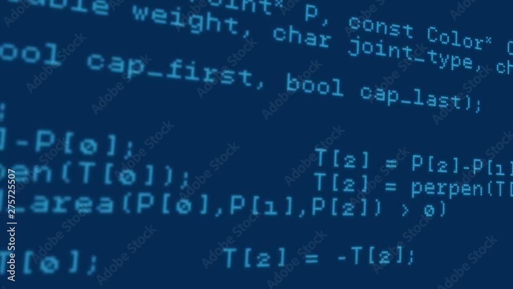 Program codes running on the screen