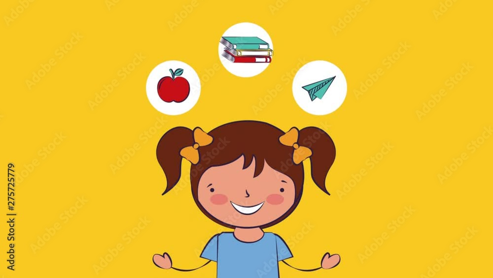 little student girl and supplies ,back to school little student girl and supplies ,back to school
