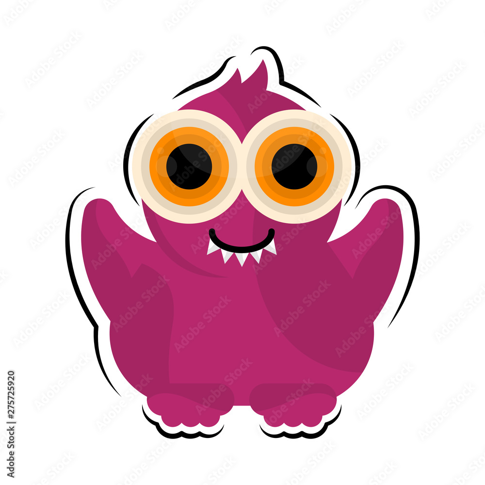 Isolated comic happy monster over a white background - Vector Isolated comic happy monster over a white background - Vector