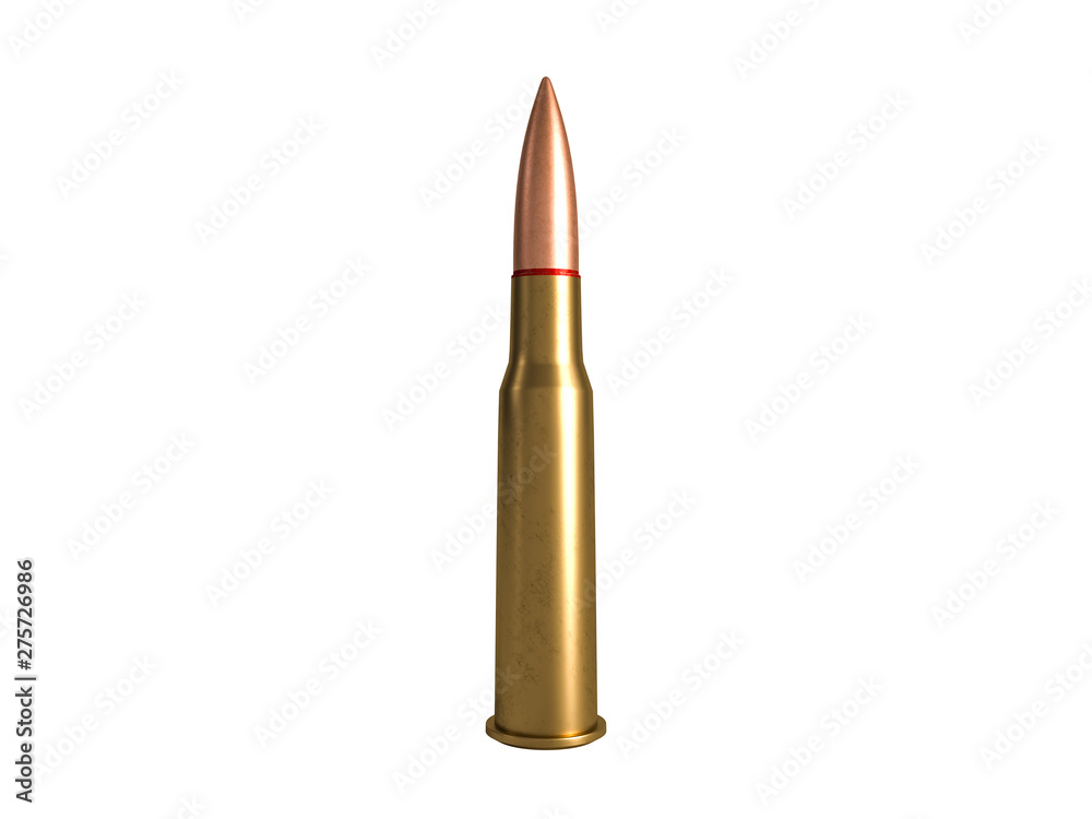 cartridge 7.62x54R mm, Russian and Soviet army, isolated. 3d rendering cartridge 7.62x54R mm, Russian and Soviet army, isolated. 3d rendering