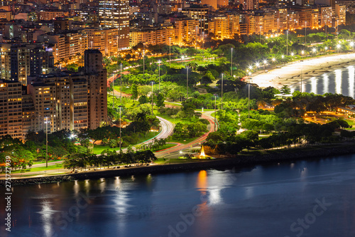 landscape of the city of Rio de Janeiro at night, South zone of Rio.
