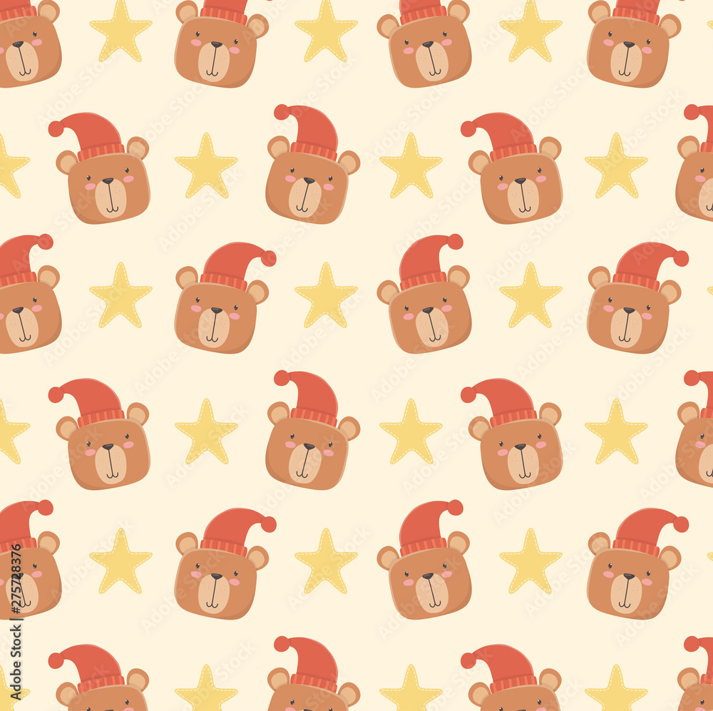 Fototapeta premium baby shower card with little bears heads pattern