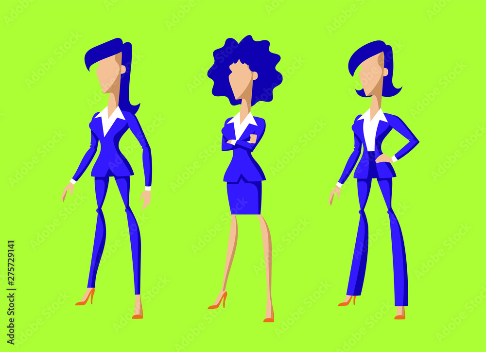 03 Flat cartoon businesswomen characters, green version