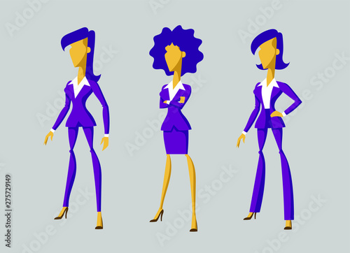 03 Flat cartoon businesswomen characters, purple version