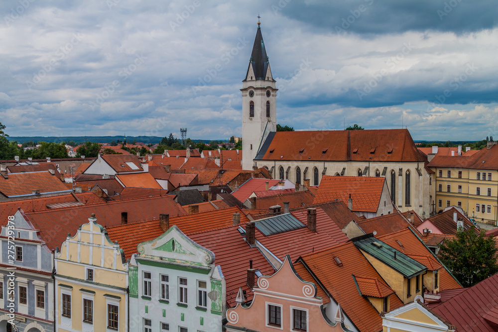 Church of St. Giles & the Virgin Mary Royal in the old town of Trebon, Czech Republic.