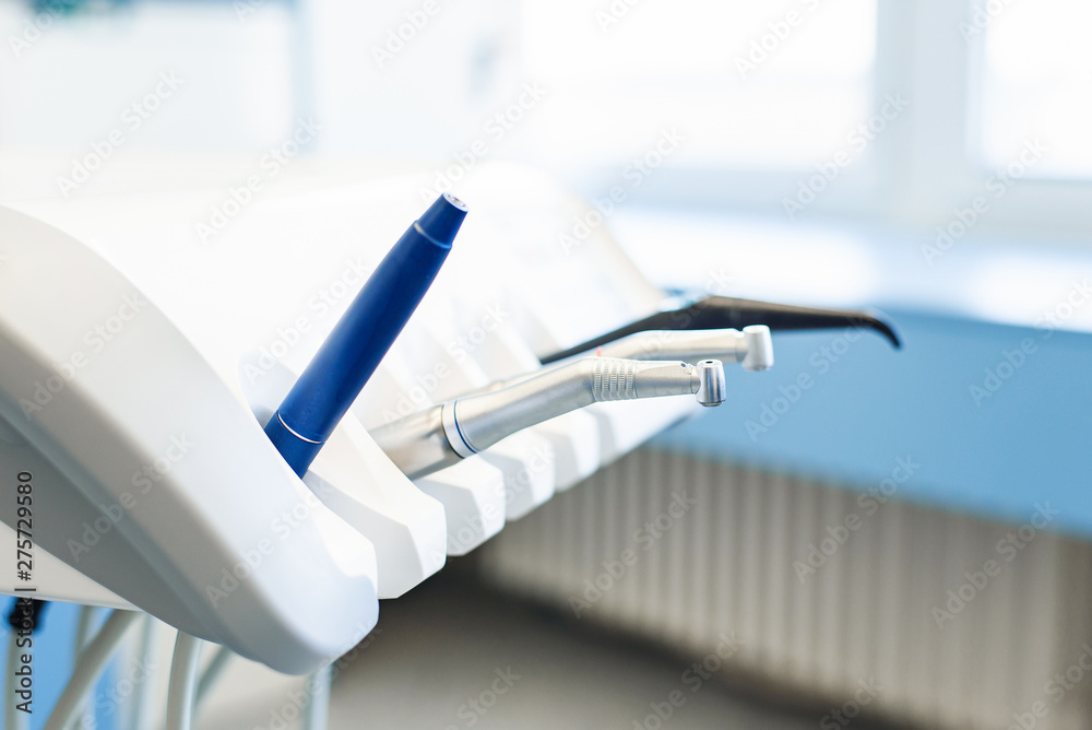 Set of professional instruments in dentist's office Set of professional instruments in dentist's office