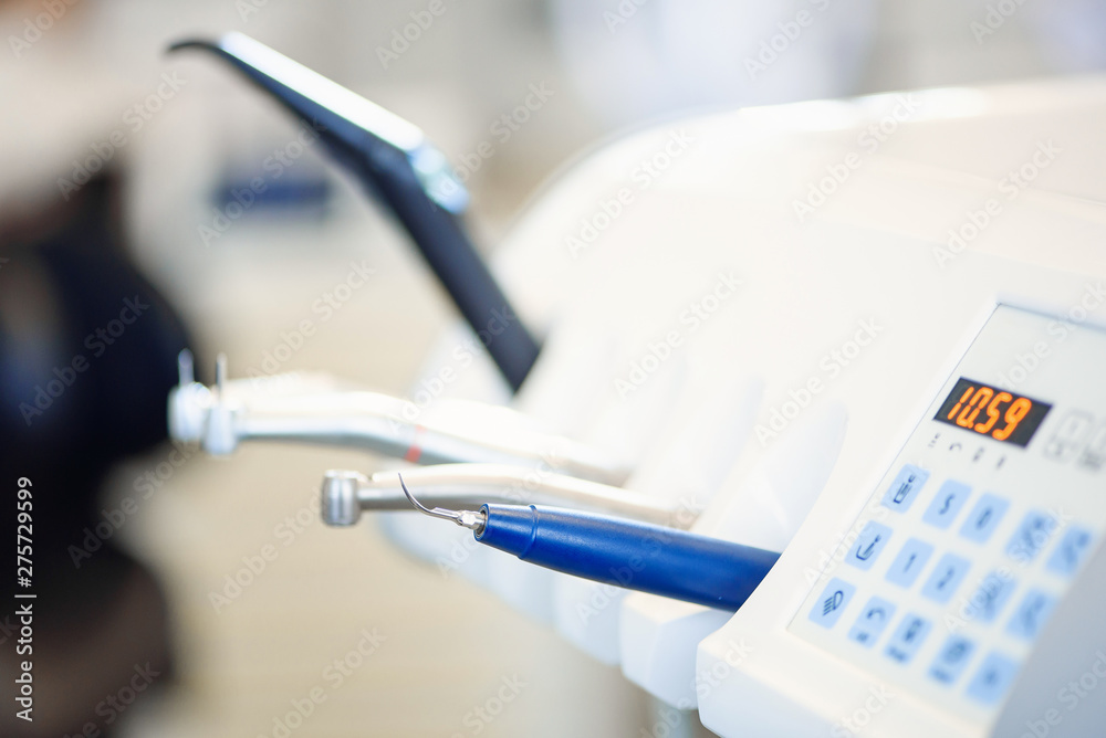 Set of professional instruments in dentist's office Set of professional instruments in dentist's office