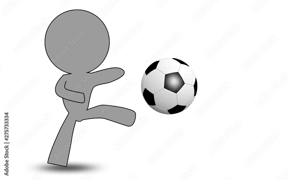 Puppet playing soccer isolated on white background Puppet playing soccer isolated on white background