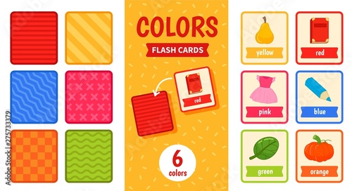 Kids learning material. Card for learning colors.