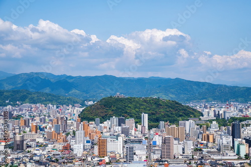 Matsuyama cityscape and matsuyama castle ,Shikoku,Japan