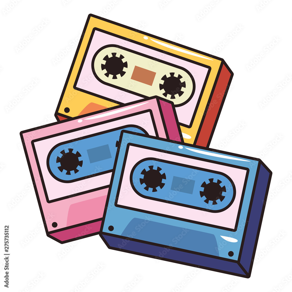 Naklejka premium cassettes tape record comic pop art