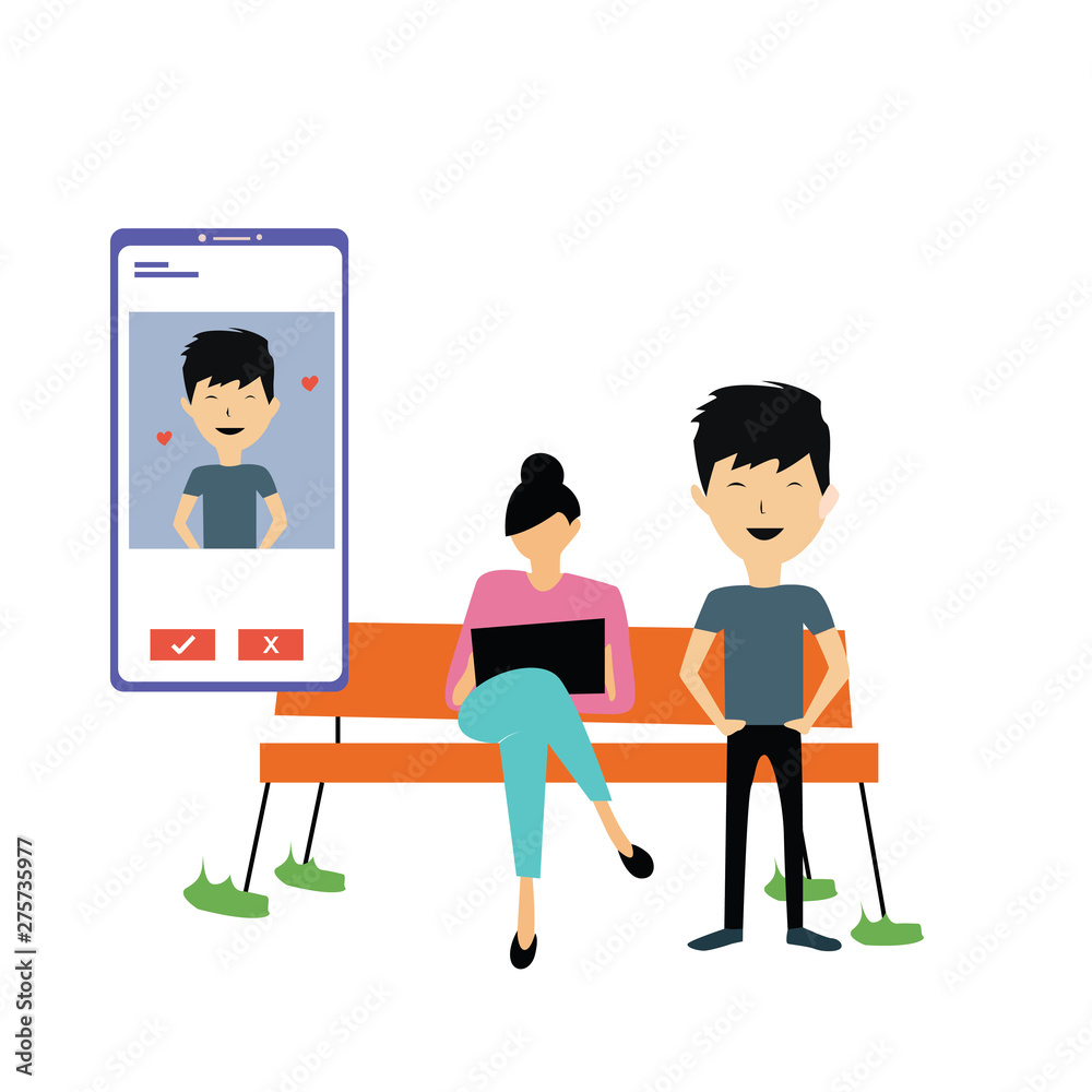 Virtual Relationship, online dating and social networking concept vector template design illustration