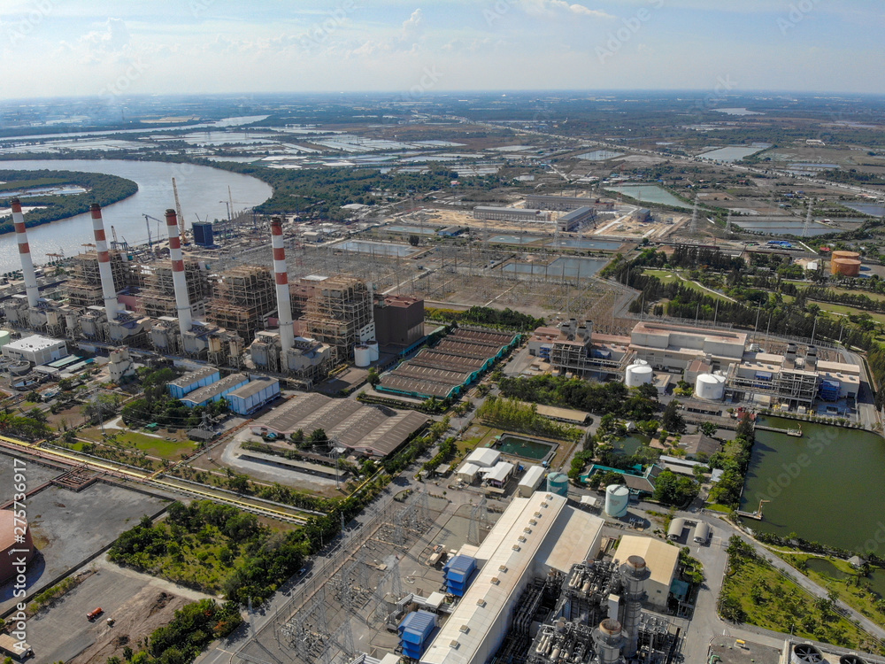 Aerial view Power plants, petrochemical plants.
