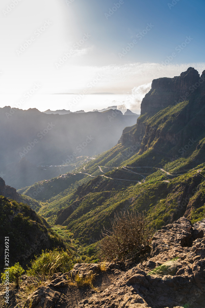 Panoramic aerial view over Masca village, the most visited tourist attraction of Tenerife