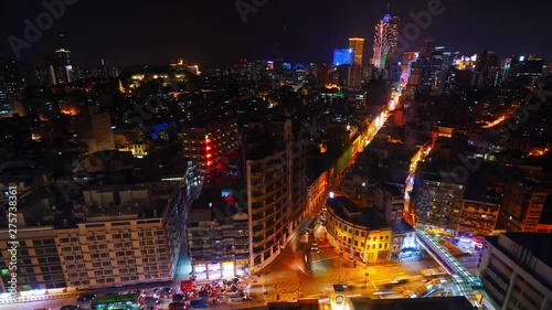Wallpaper Mural Aerial view over Macau City in China ft famous landmarks and traffic at night Torontodigital.ca