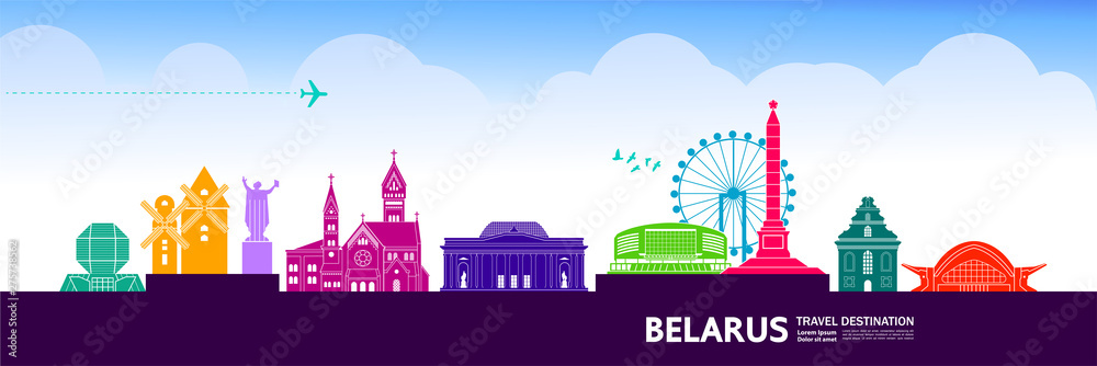 Belarus travel destination grand vector illustration.