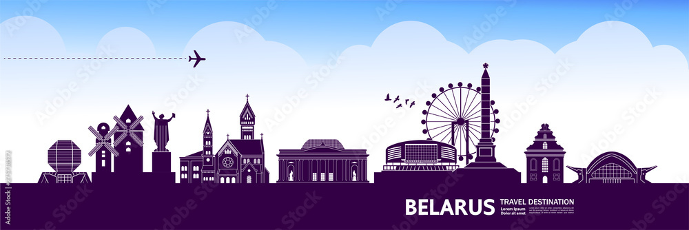 Belarus travel destination grand vector illustration.