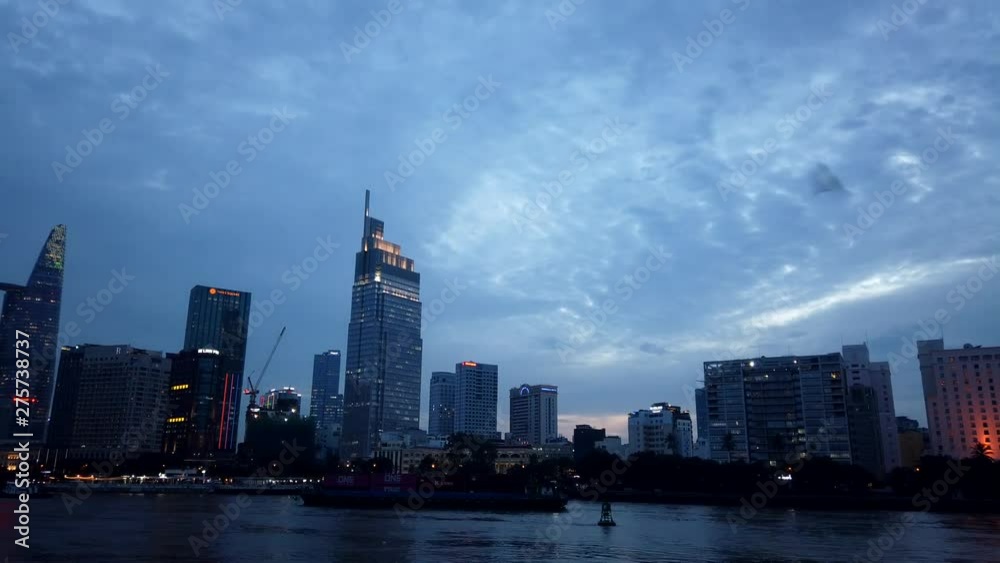 Time lapse landscape skyline sunset to night of Ho Chi Minh city or Sai Gon. Royalty high-quality stock footage time lapse Ho Chi Minh City in sunset to night. Timelapse or time lapse is fast video Time lapse landscape skyline sunset to night of Ho Chi Minh city or Sai Gon. Royalty high-quality stock footage time lapse Ho Chi Minh City in sunset to night. Timelapse or time lapse is fast video