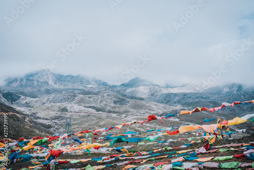 Colorful Fengma Banner in Zheduo Mountain Pass, Ganzi Prefecture, Sichuan, China photo