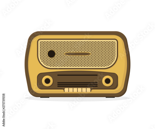 old retro radio on white background, vector