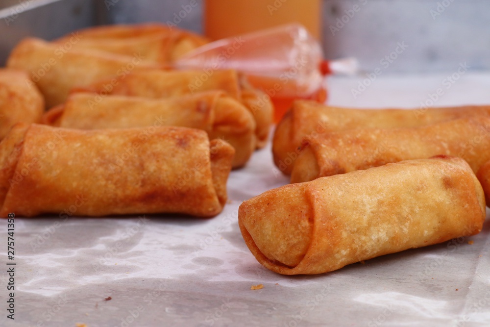 spring rolls at street food spring rolls at street food