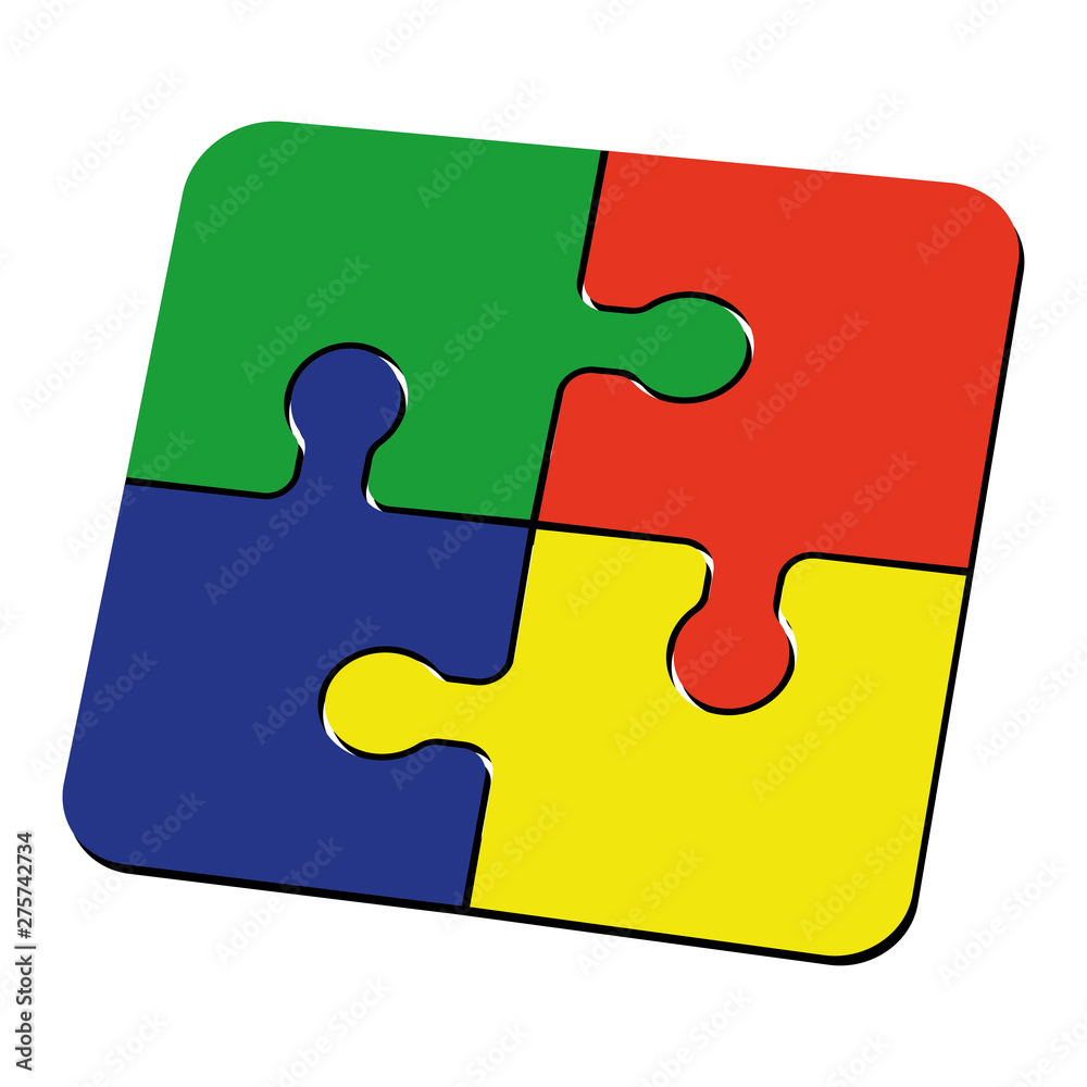 Four piece puzzle. 4 step process diagram. Four section. Square schedule diagram Isolated, white. Illustration Four piece puzzle. 4 step process diagram. Four section. Square schedule diagram Isolated, white. Illustration