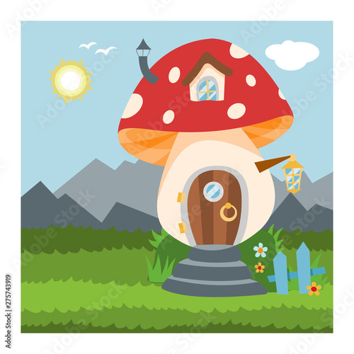 Fantasy gnome house vector cartoon fairy treehouse and magic housing village illustration set of kids gnome fairytale pumpkin or stone playhouse for gnome background