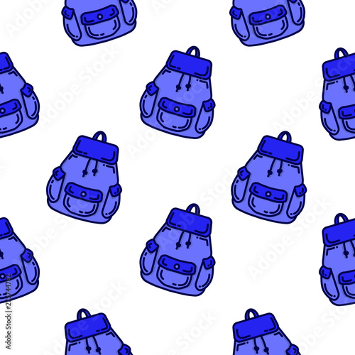 School Bag Seamless Pattern. Bag Background