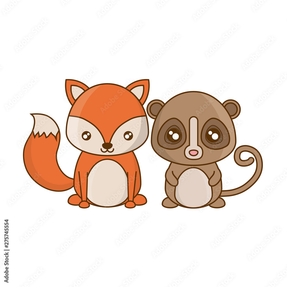 monkey tarsier with fox animals monkey tarsier with fox animals
