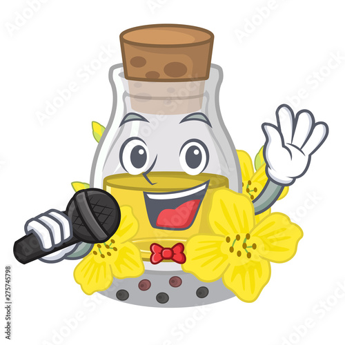 Singing canola seed oil in character shape