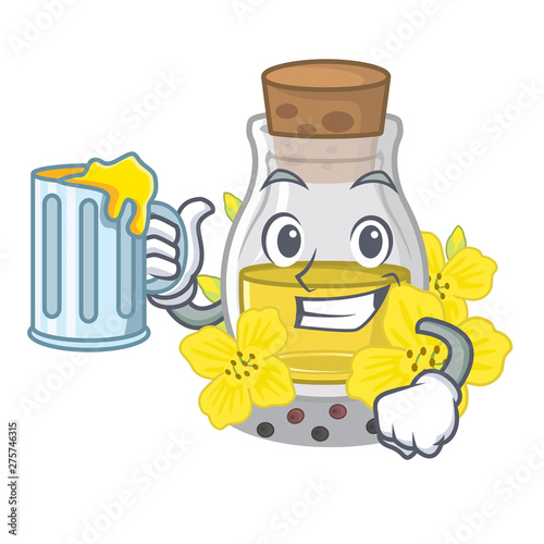 With juice canola seed oil in character shape
