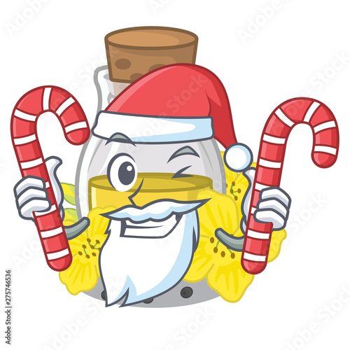 Santa with candy canola seed oil on a cartoon