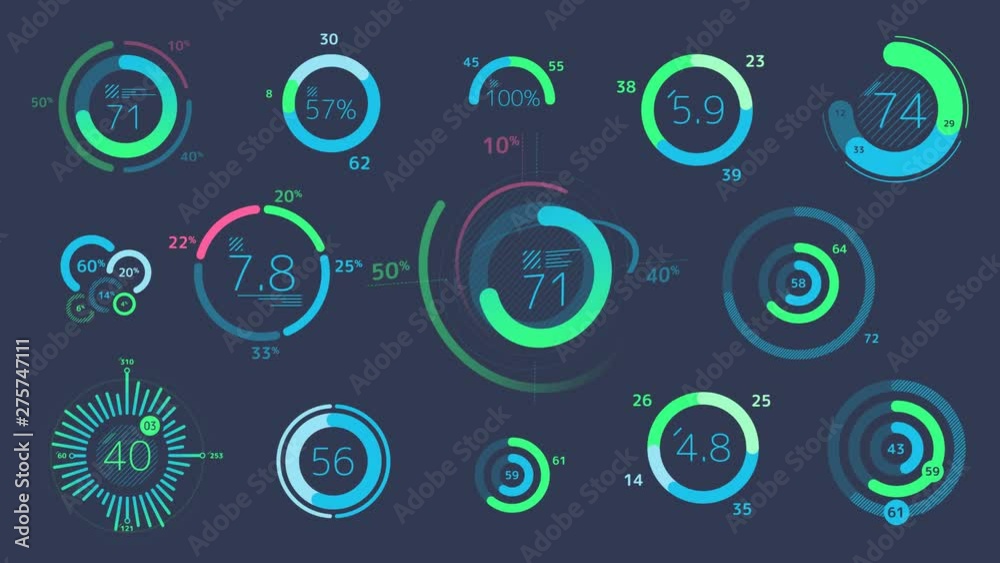 Circle decorative graphs and charts on the alpha channel