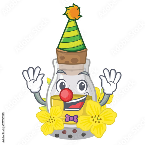 Clown canola seed oil on a cartoon