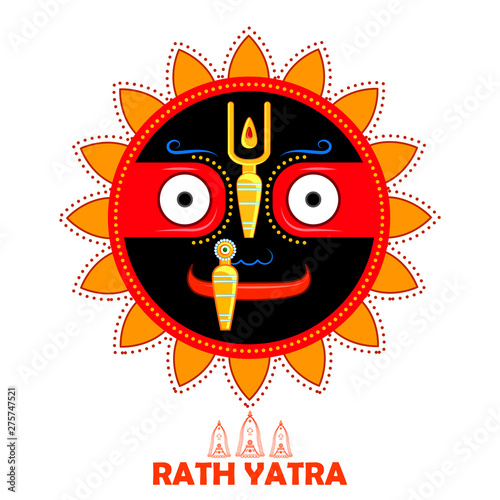 illustration of Lord Jagannath on annual Rathayatra in Odisha festival background