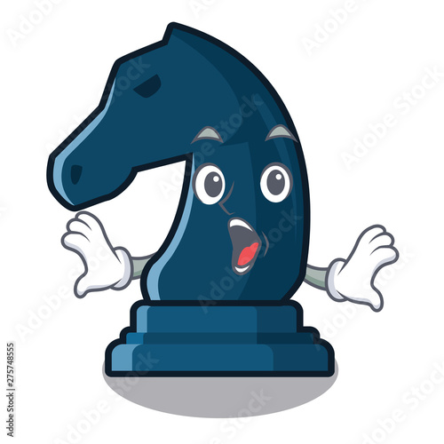 Surprised chess knight isolated with the cartoon