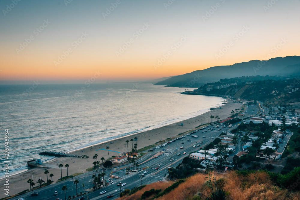 Sunset view from The Point at the Bluffs, in Pacific Palisades, Los Angeles, California