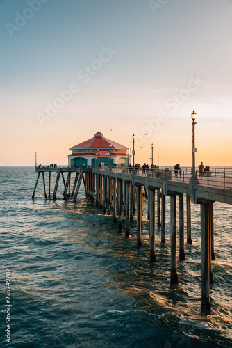 The Huntington Beach pier at sunset  in Orange County  California