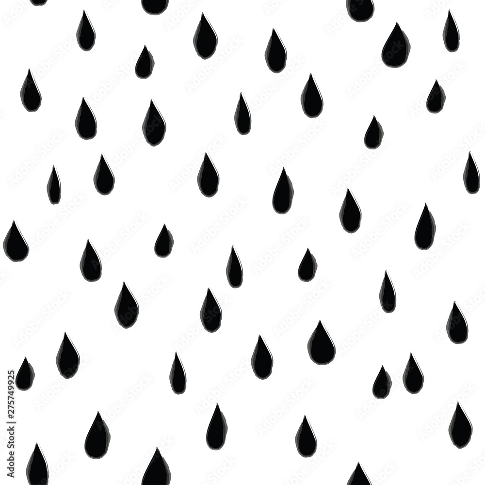 Hand drawn ink rain drops seamless pattern on white background-vector Hand drawn ink rain drops seamless pattern on white background-vector