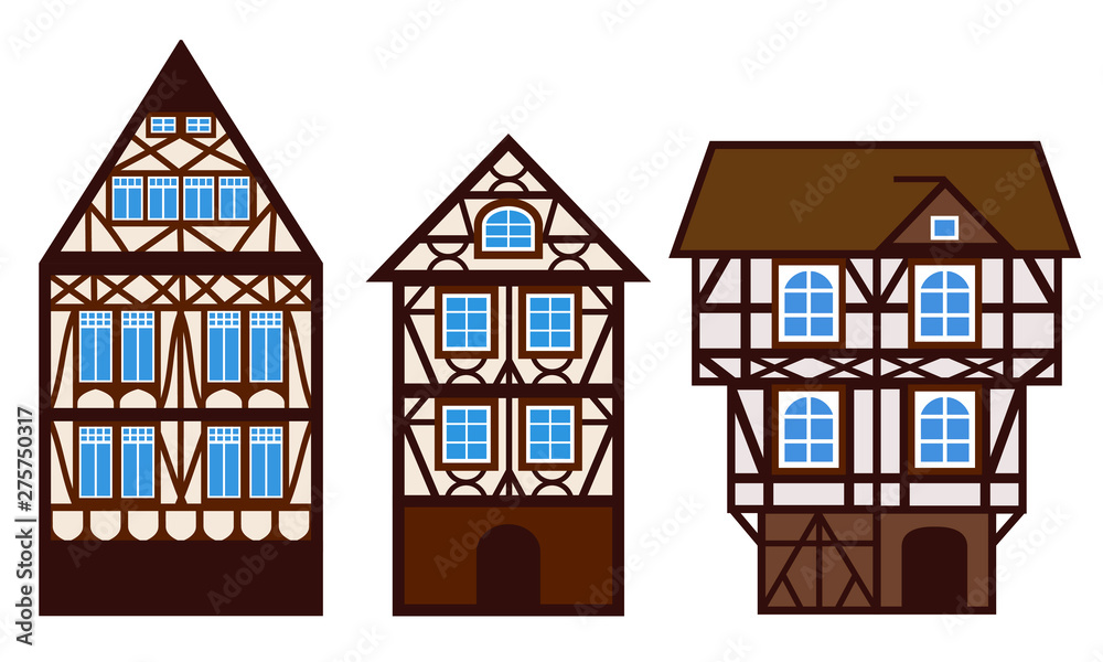 Фотография House decorated in style half-timbered framework